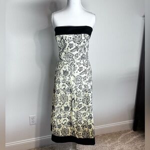 White House Black Market Strapless Dress - Black and Cream